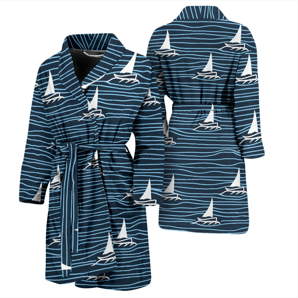 Sailboat Print Design LKS303 Men Bathrobe