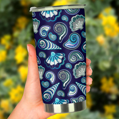 Beach Seashell Blue Print Tumbler