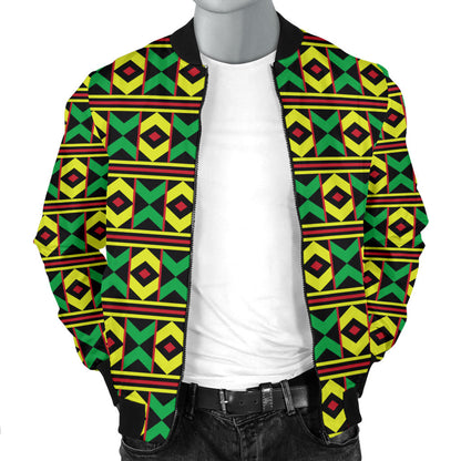 African Geometric Print Pattern Men Bomber Jacket