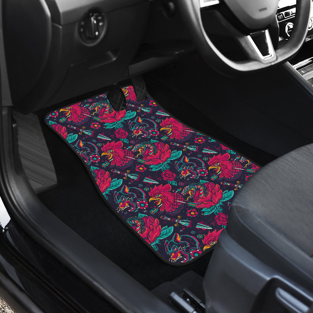 Old School Tattoo Print Car Floor Mats Front Back
