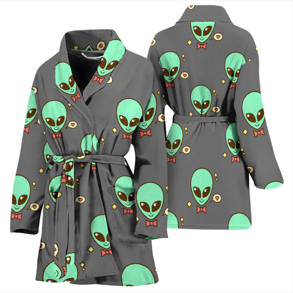 Alien Pattern Print Design 02 Women Bathrobe