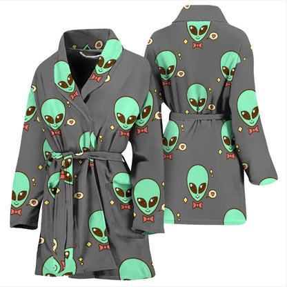 Alien Pattern Print Design 02 Women Bathrobe