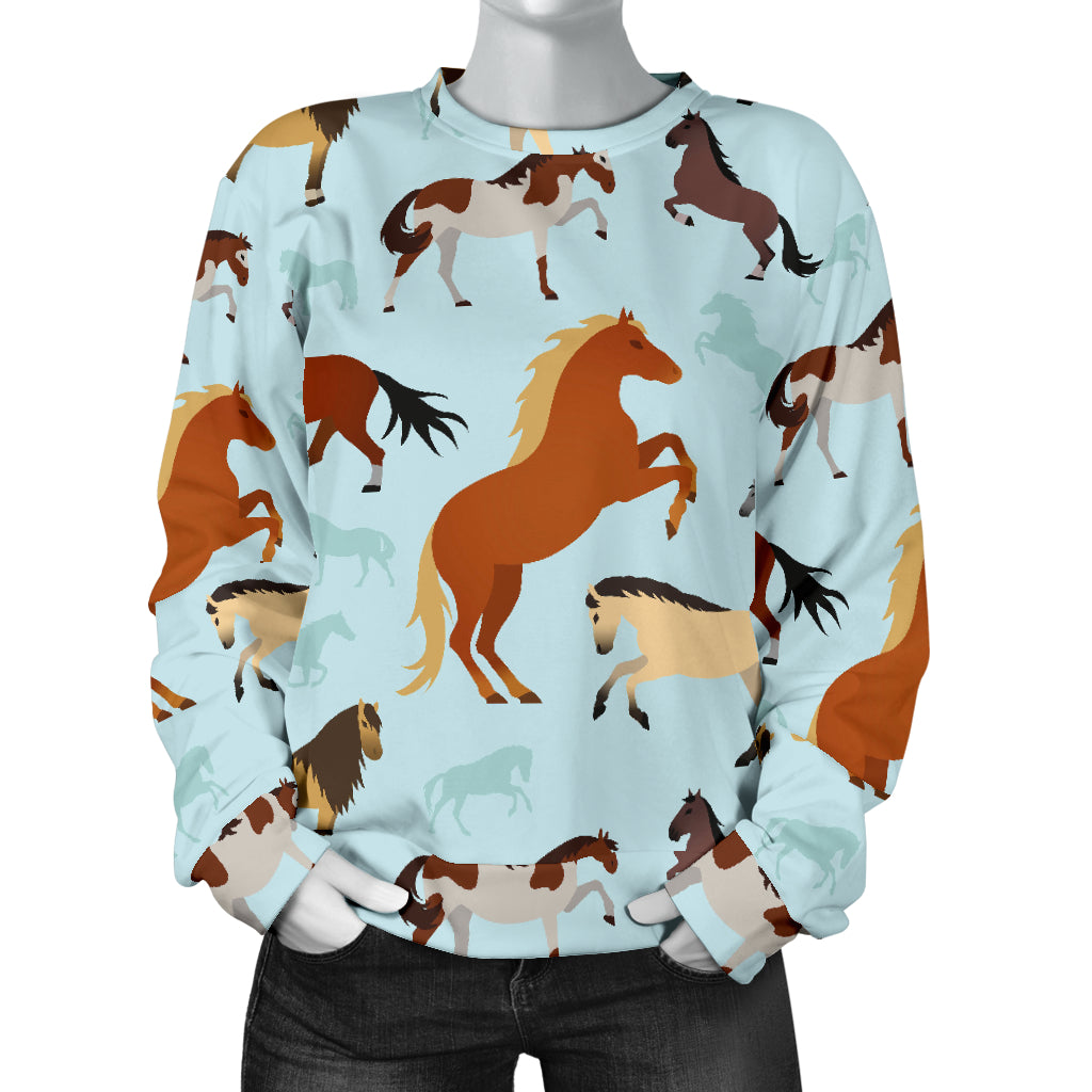 Horse Cute Themed Pattern Print Women Long Sleeve Sweatshirt