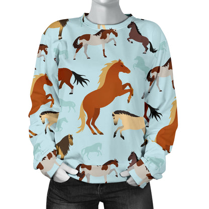Horse Cute Themed Pattern Print Women Long Sleeve Sweatshirt
