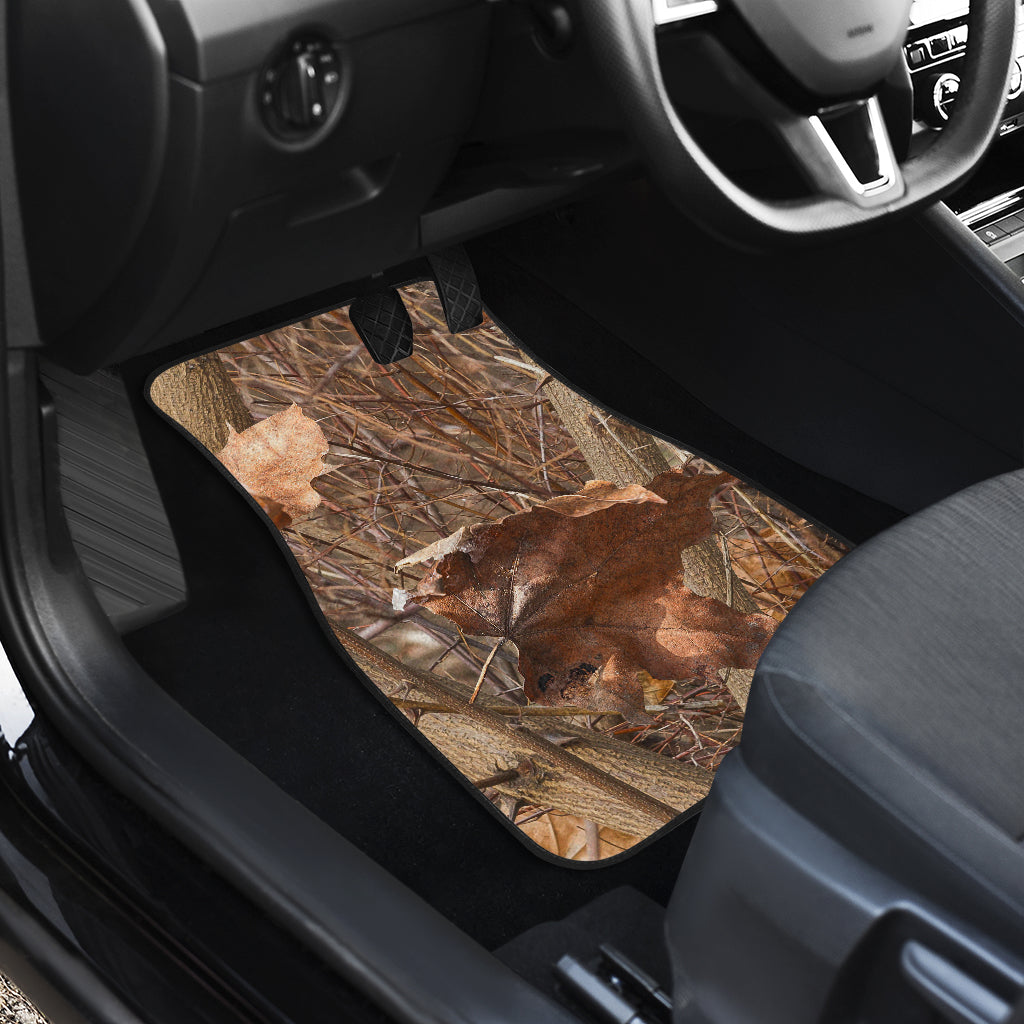 Camo Realistic Tree Forest Autumn Print Car Floor Mats Front Back