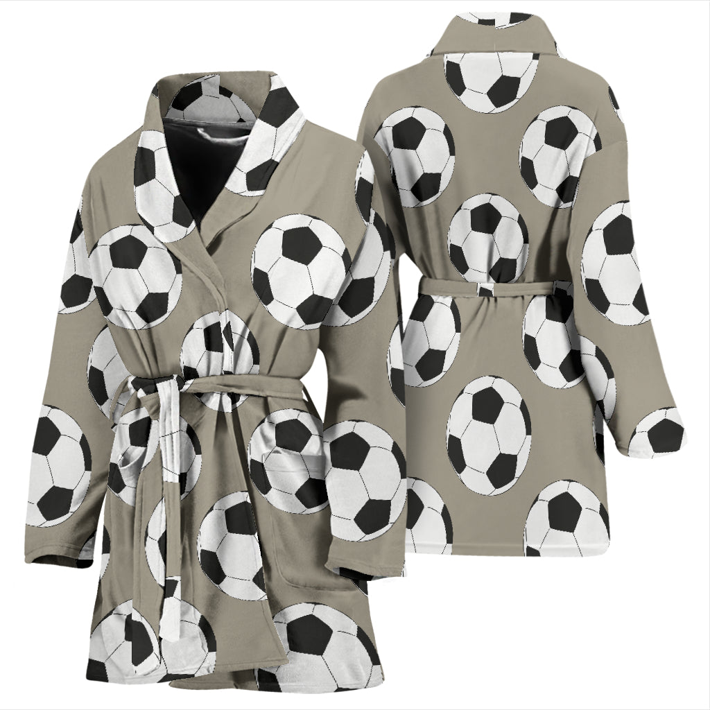 Soccer Ball Print Design LKS302 Women Bathrobe
