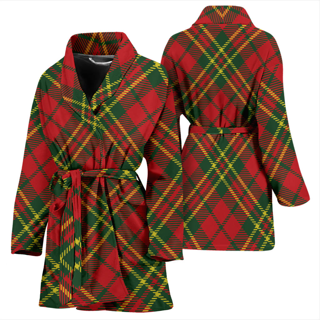 Plaid Holiday Pattern Print Design A01 Women Bathrobe