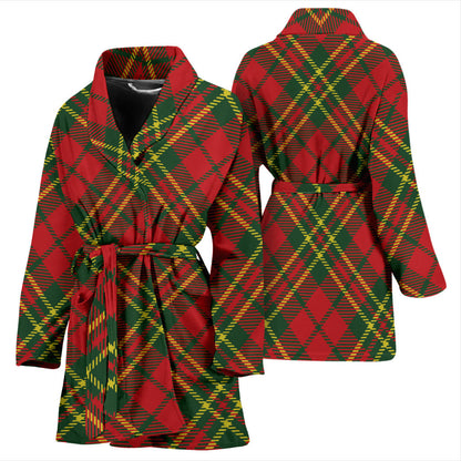 Plaid Holiday Pattern Print Design A01 Women Bathrobe