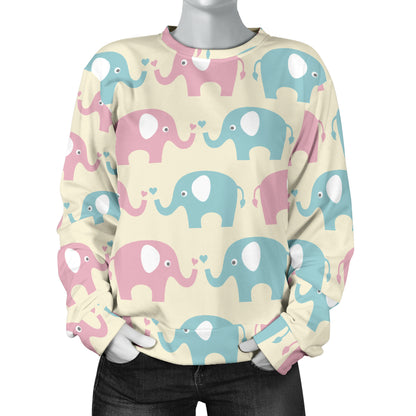 Elephant Baby Pastel Print Pattern Women Long Sleeve Sweatshirt