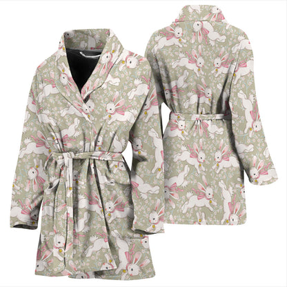 Bunny Pattern Print Design 06 Women Bathrobe