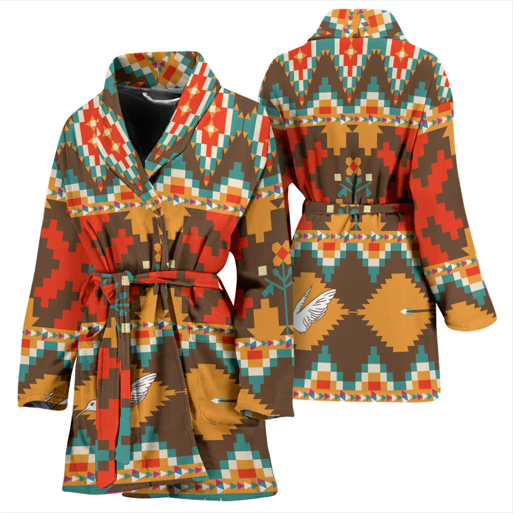 Native Pattern Print Design A01 Women Bathrobe