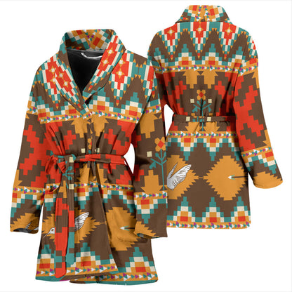 Native Pattern Print Design A01 Women Bathrobe