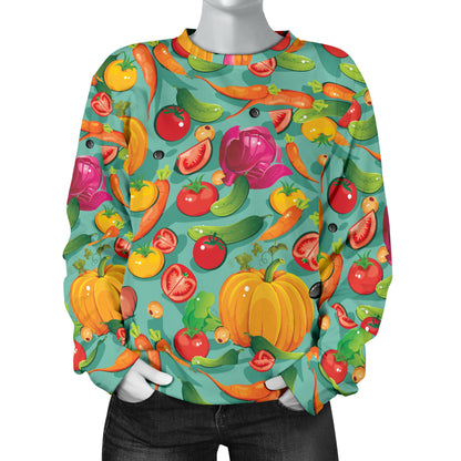 Vegan Colorful Themed Design Print Women Long Sleeve Sweatshirt