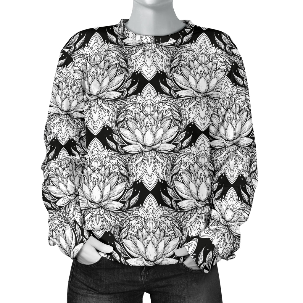 Lotus Mandala Print Pattern Women Long Sleeve Sweatshirt