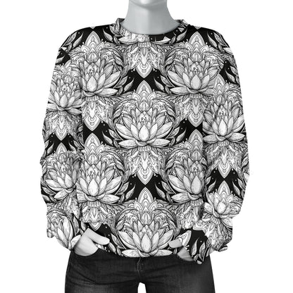 Lotus Mandala Print Pattern Women Long Sleeve Sweatshirt