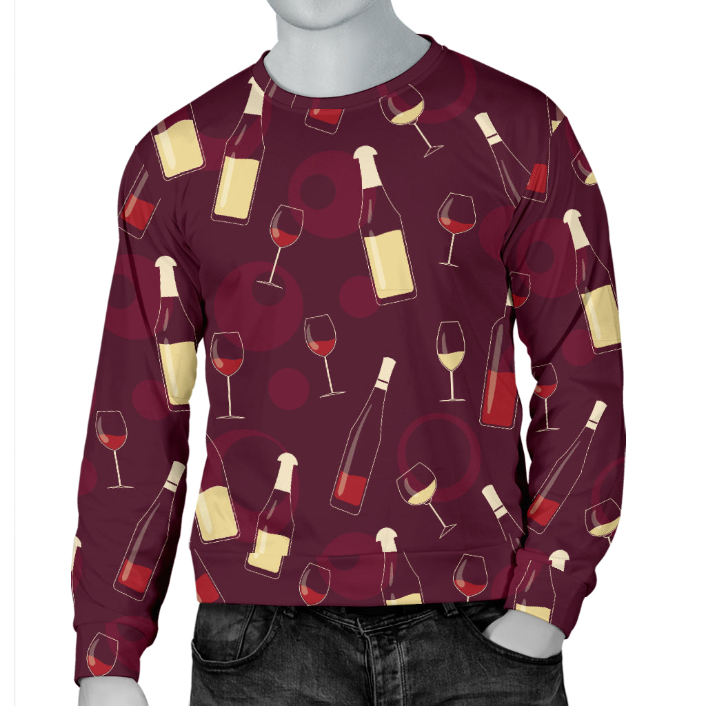 Wine Themed Pattern Print Men Long Sleeve Sweatshirt
