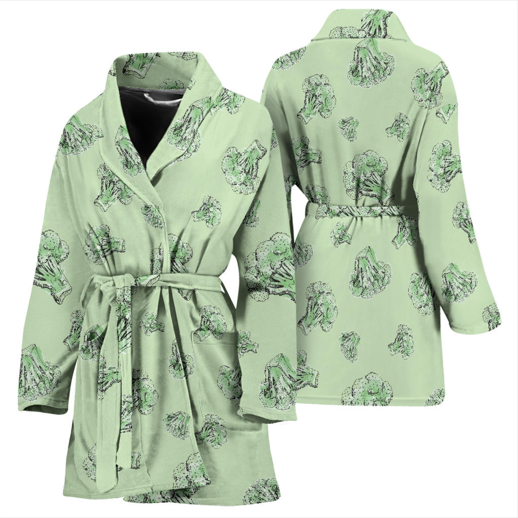 Broccoli Pattern Print Design 05 Women Bathrobe