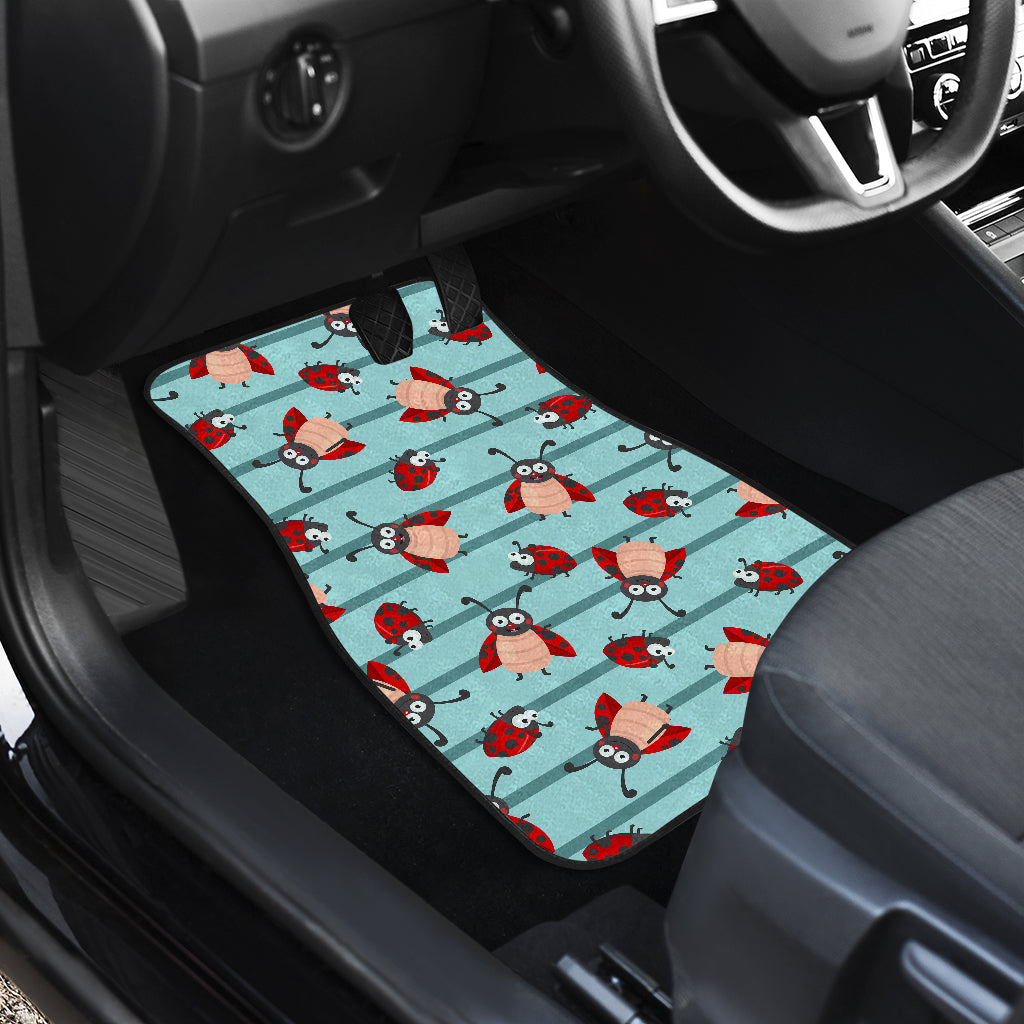 Ladybug Happy Print Pattern Car Floor Mats Front Back