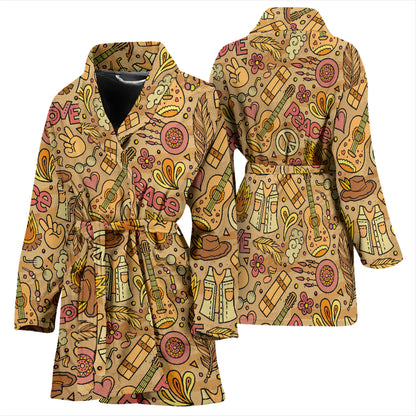 Hippie Print Design LKS305 Women Bathrobe