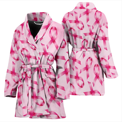Breast cancer Pattern Print Design 04 Women Bathrobe