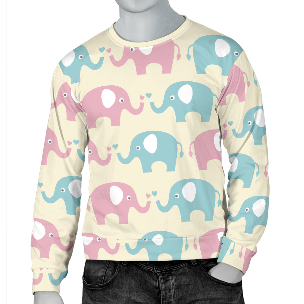 Elephant Baby Pastel Print Pattern Men Long Sleeve Sweatshirt
