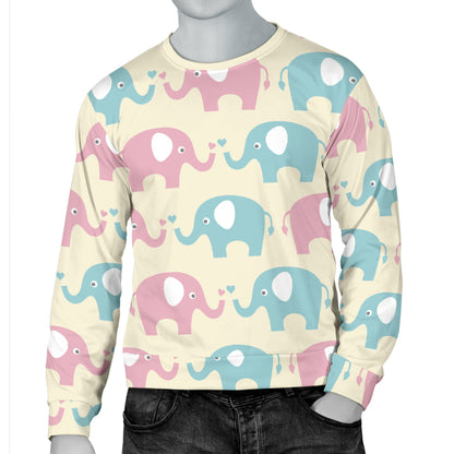 Elephant Baby Pastel Print Pattern Men Long Sleeve Sweatshirt
