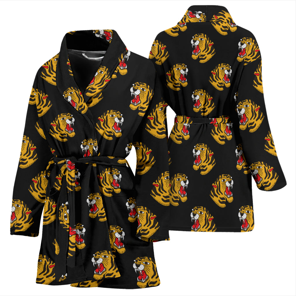 Tiger Head Print Design LKS306 Women Bathrobe