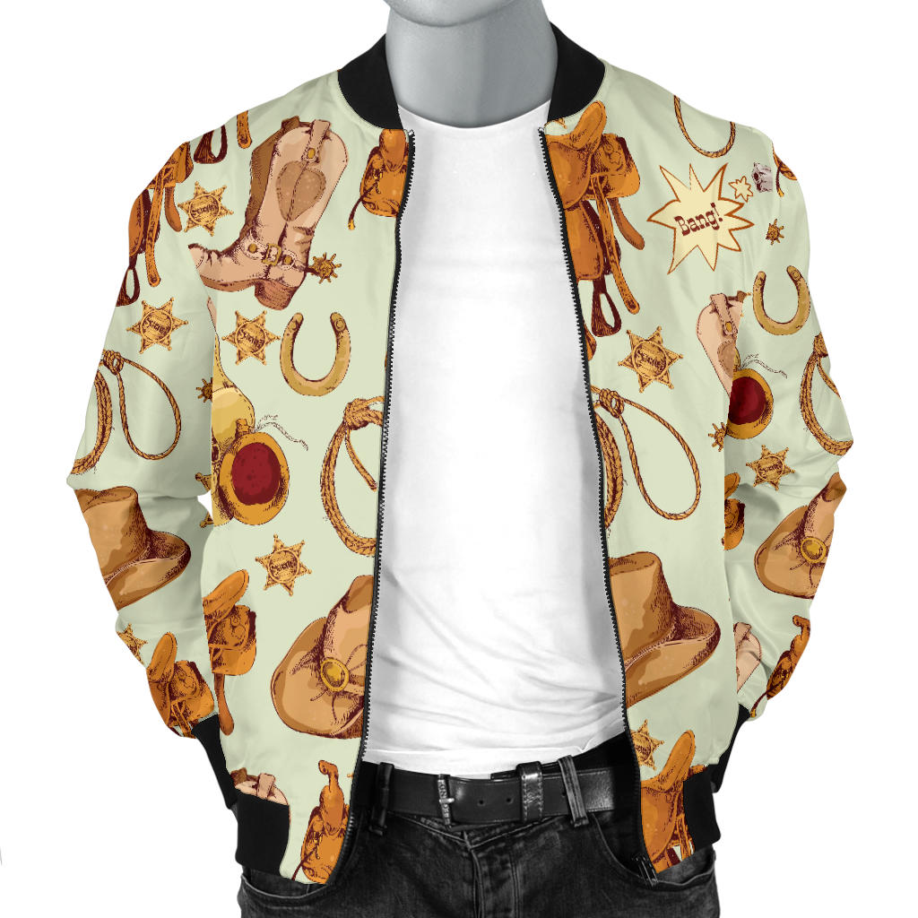Western Cowboy Design Pattern Men Bomber Jacket