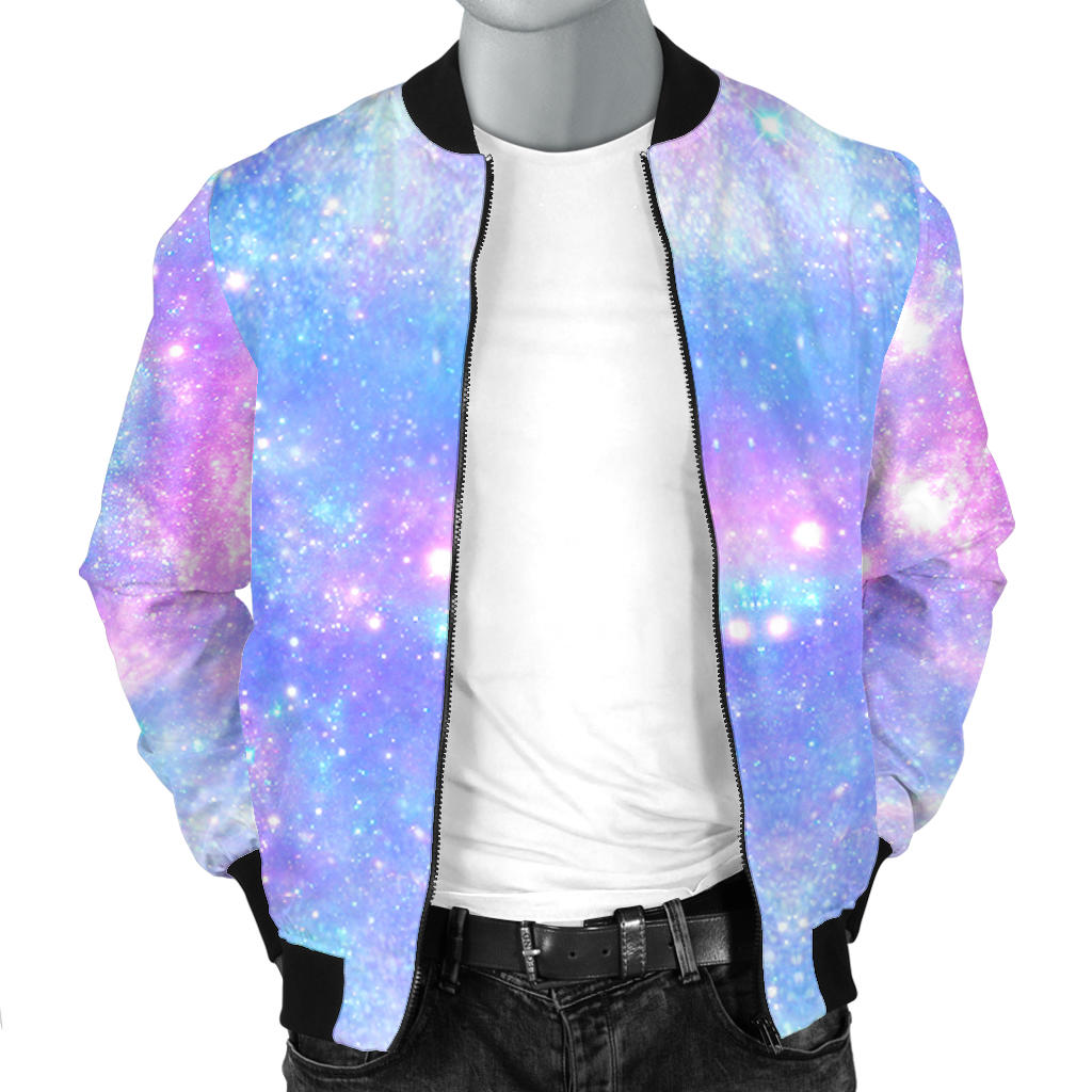 Galaxy Stardust Pastel Color Print Men Bomber Jacket