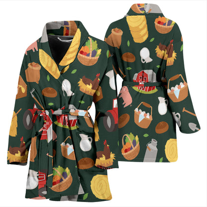 Agricultural Farm Print Design 02 Women Bathrobe