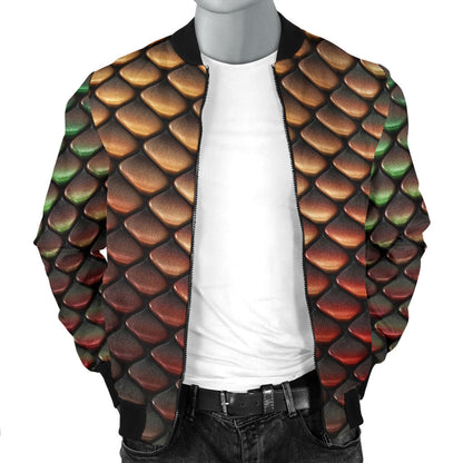 Snake Skin Colorful Print Men Bomber Jacket
