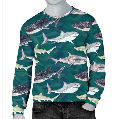 Shark Style Print Men Long Sleeve Sweatshirt