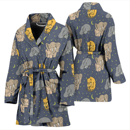 Safari Elephant Lion Print Design LKS303 Women Bathrobe