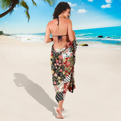 Patchwork Flower Pattern Print Design 03 Sarong Pareo Wrap