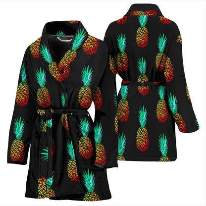 Pineapple Pattern Print Design A05 Women Bathrobe