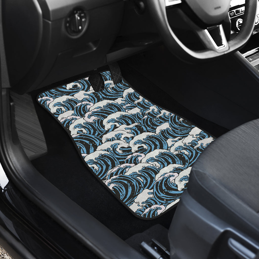 Surf Wave Pattern Print Car Floor Mats Front Back