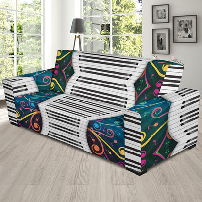 Piano Pattern Print Design 01 Sofa Slipcover
