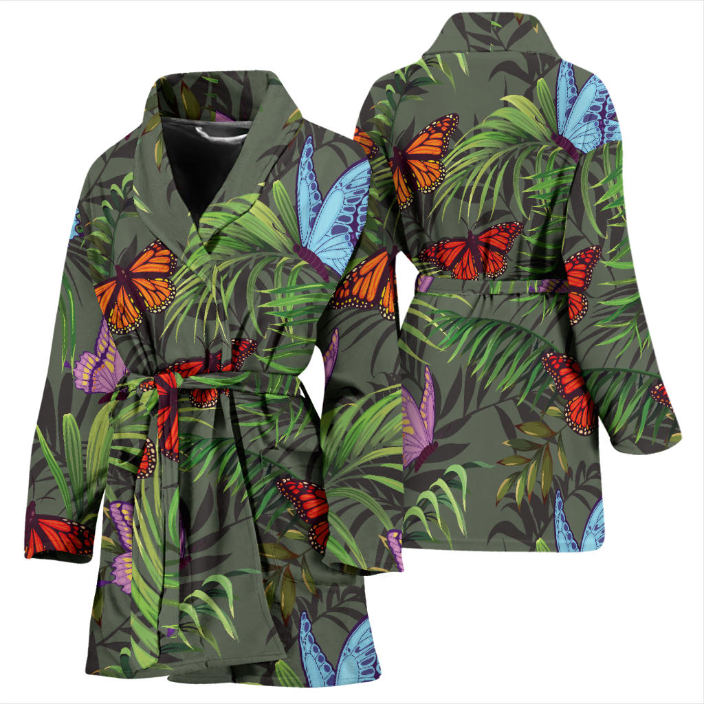 Monarch Butterfly Pattern Print Design 04 Women Bathrobe