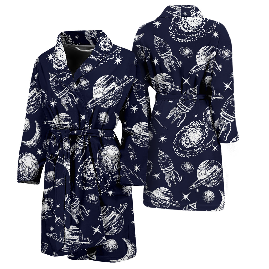 Space Rocket Print Design LKS301 Men Bathrobe