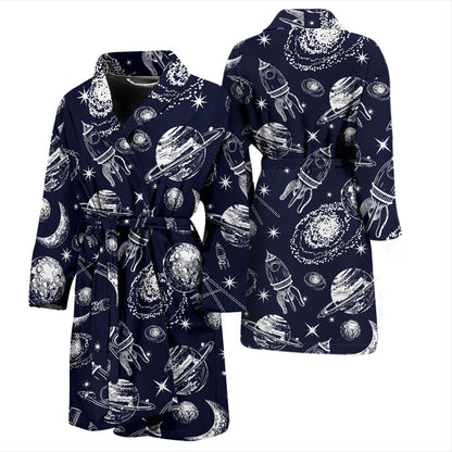 Space Rocket Print Design LKS301 Men Bathrobe