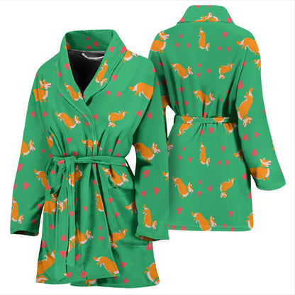 Cardigan Welsh Corgis Pattern Print Design 03 Women Bathrobe