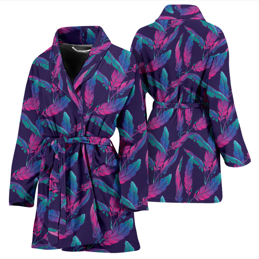 Banana Leaf Pattern Print Design 08 Women Bathrobe