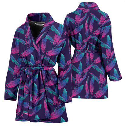 Banana Leaf Pattern Print Design 08 Women Bathrobe