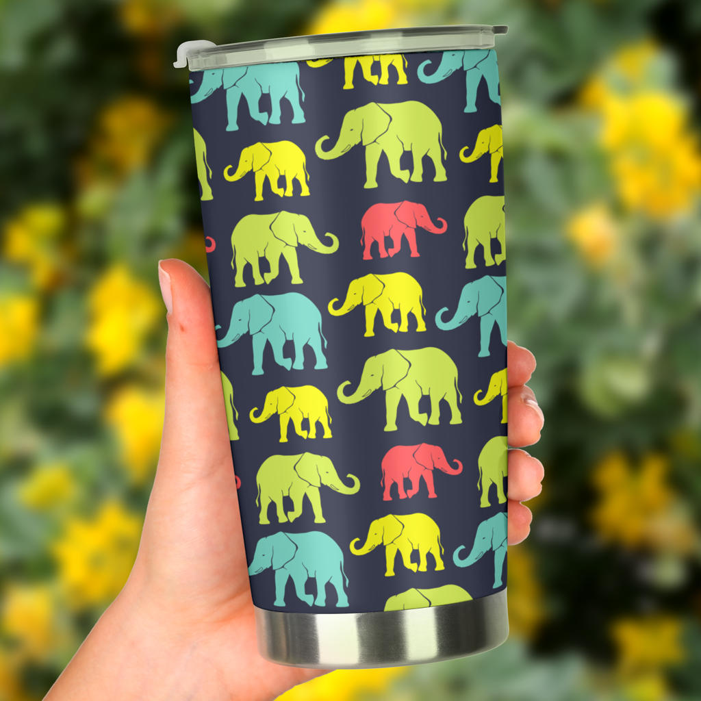 Elephant Neon Color Print Pattern Tumbler