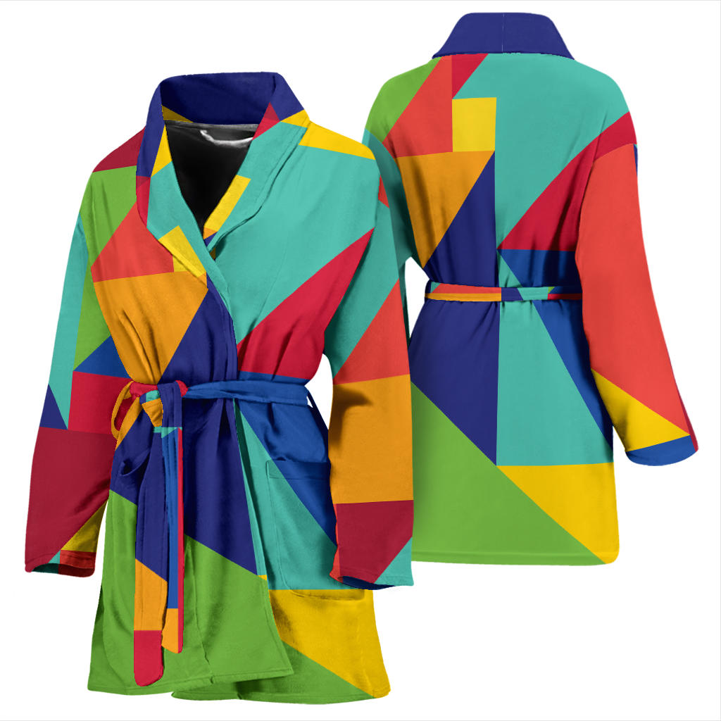 Mosaic Pattern Print Design 01 Women Bathrobe