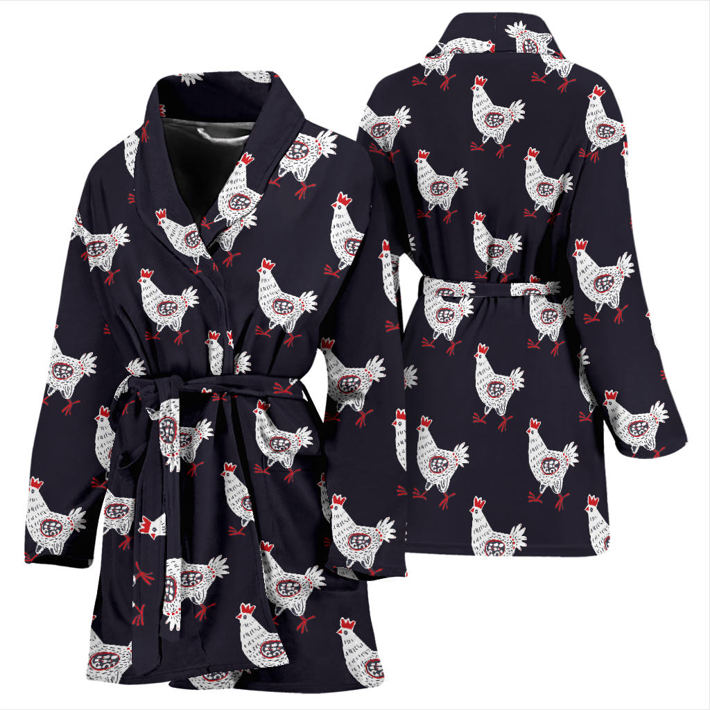 Chicken Pattern Print Design 03 Women Bathrobe