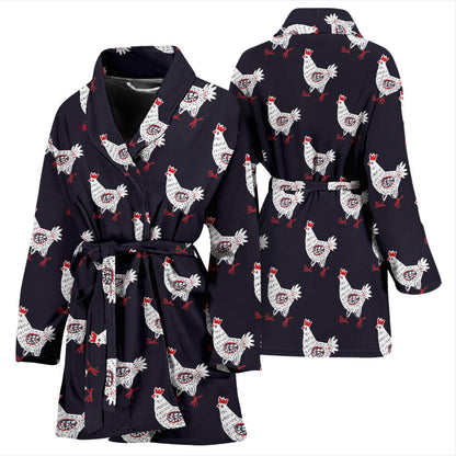 Chicken Pattern Print Design 03 Women Bathrobe