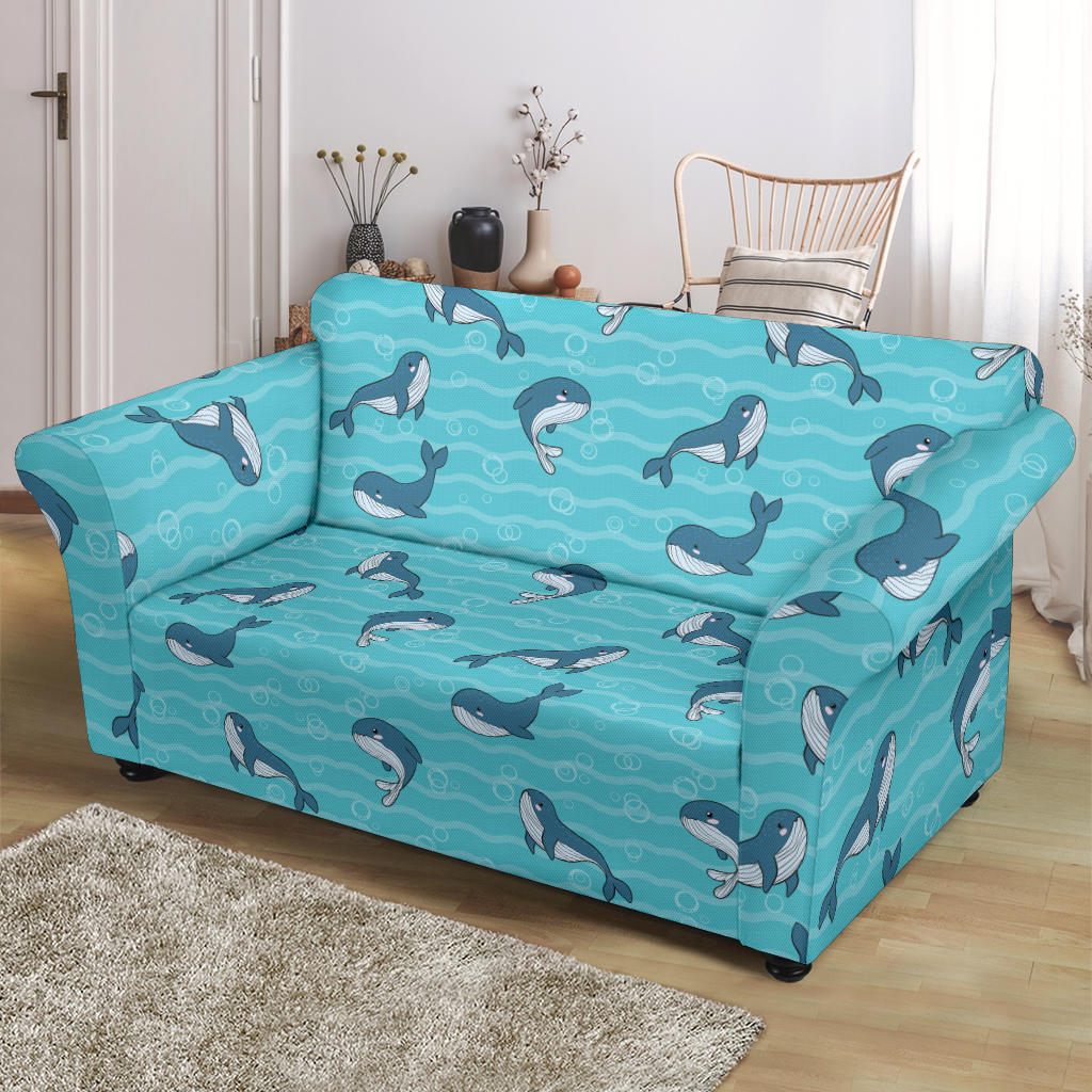 Whale Print Design LKS303 Loveseat Couch Slipcover