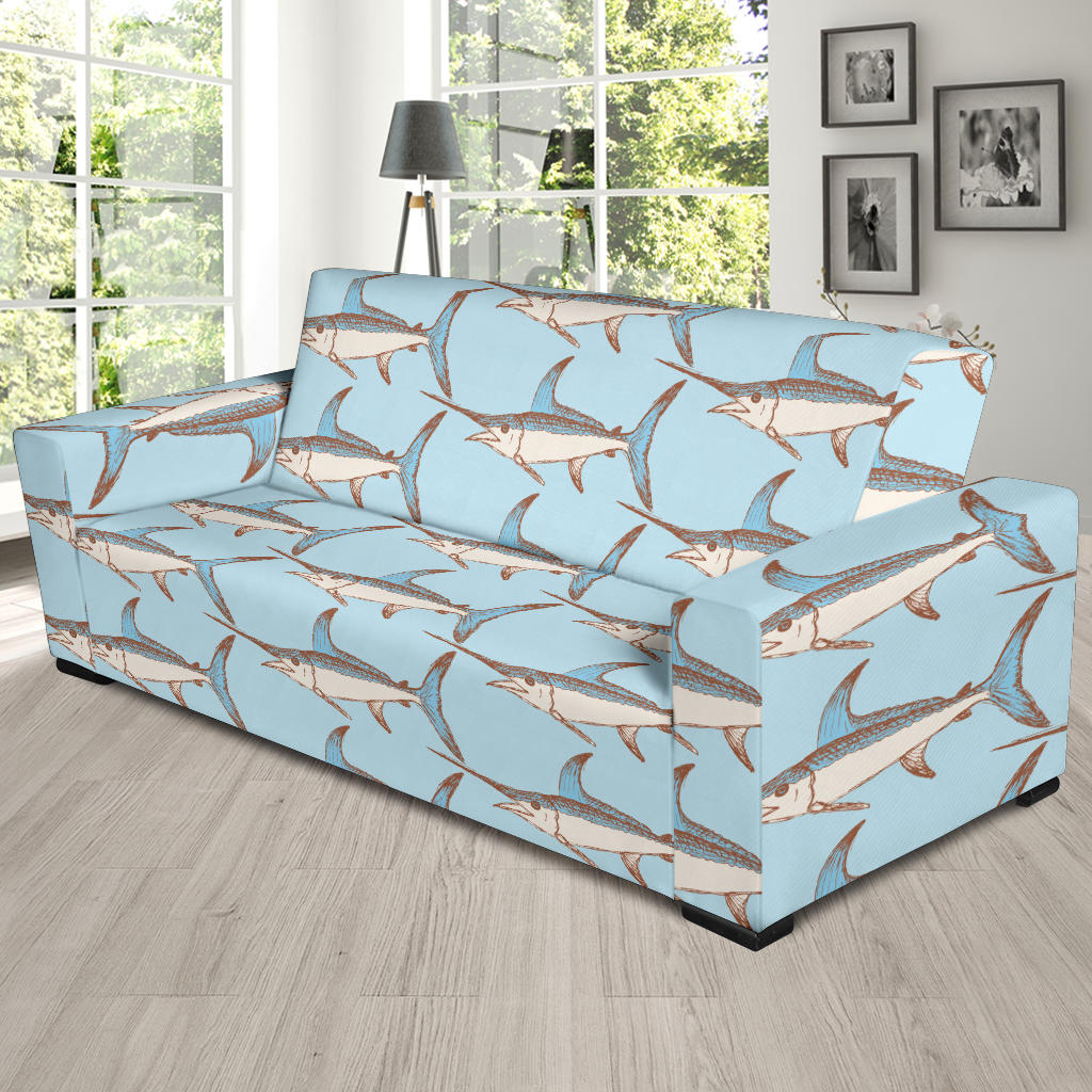 Swordfish Pattern Print Design 01 Sofa Slipcover