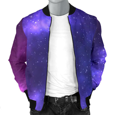 Celestial Purple Blue Galaxy Men Bomber Jacket